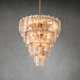 Lattic Smoke Glass Tiered Round Chandelier 47″
