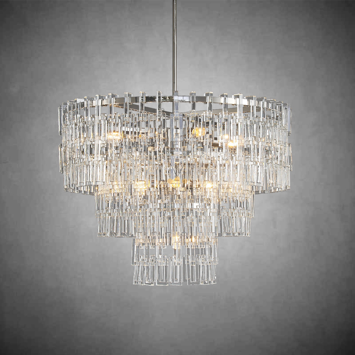 Melody K9 Crystal Tiered Round Chandelir for Living Room Bedroom, Kitchen Island