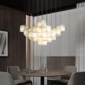 Merlin Modern Luxury Alabaster Cubic Round Pendant For Dining Table, Staircase