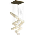 Merlin Modern Luxury Alabaster Cubic Round Pendant For Dining Table, Staircase
