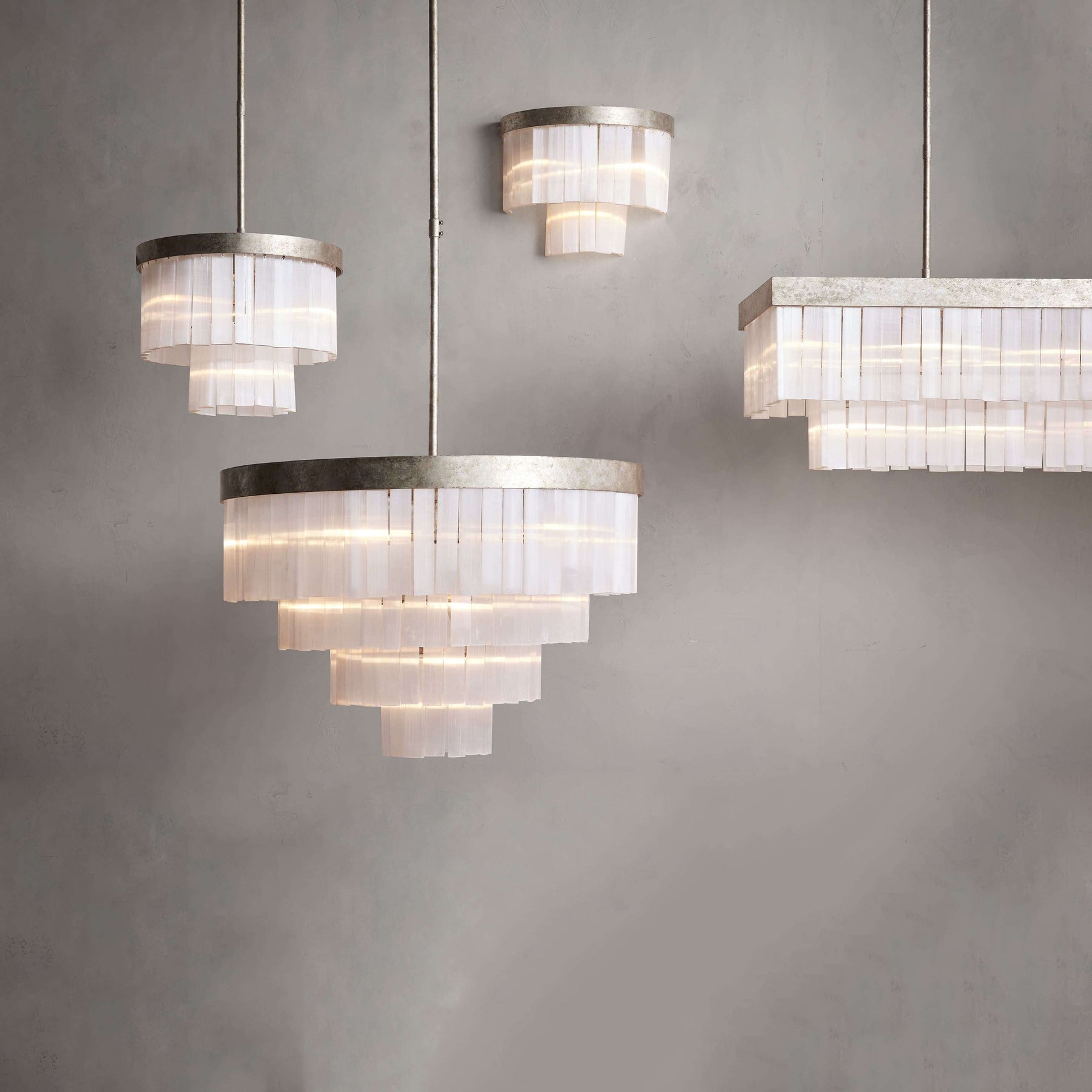 Cameron Luxury Selenite 3 Tier Round Chandelier