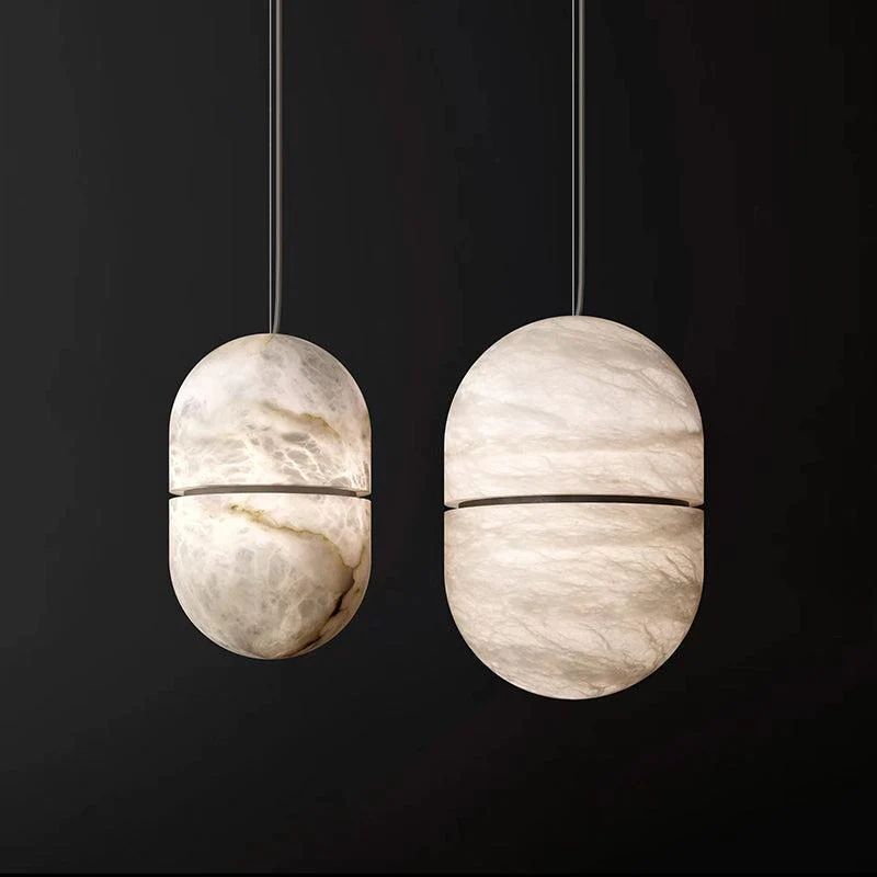 Merlin Jett Alabaster Oval Pendant Light, Living Room Pendant Lamp
