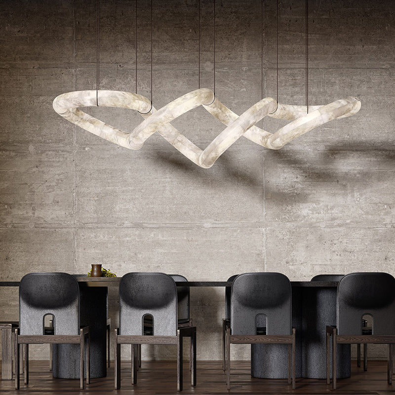 Merlin Scarlett Designer Alabaster Pendant Light, Modern Luxury Inspired Chandelier
