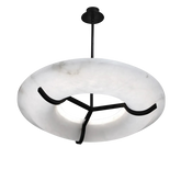 Merlin Isla Round Alabaster Dining Room Chandelier, Modern Lamp