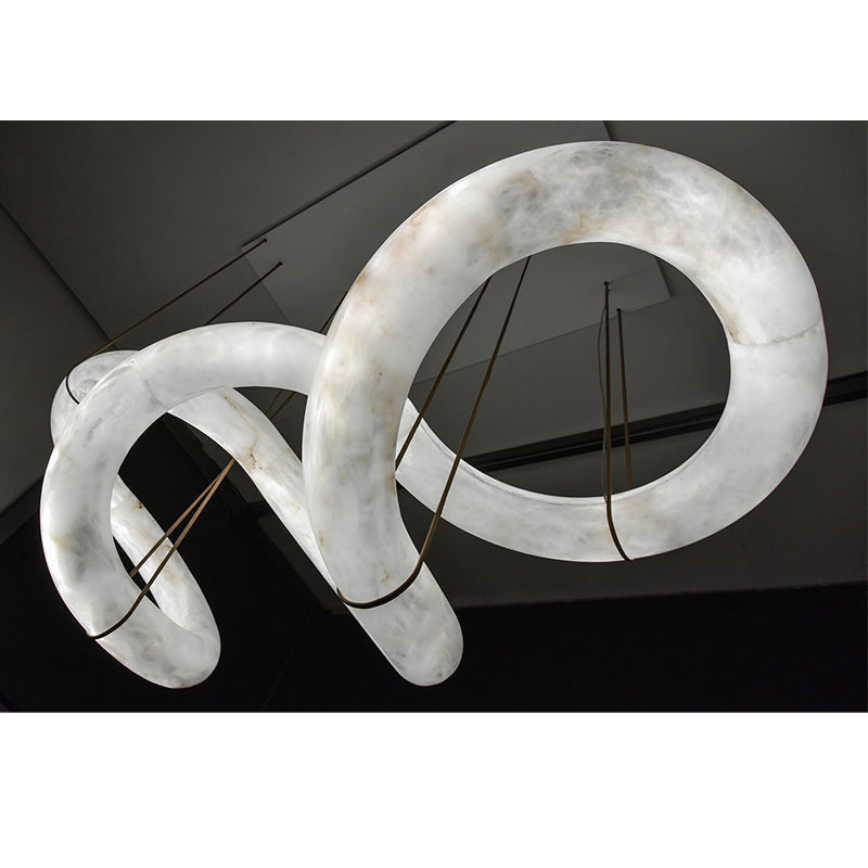 Merlin Scarlett Designer Alabaster Pendant Light, Modern Inspired Chandelier