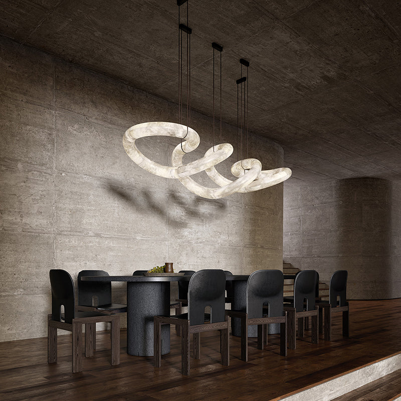 Merlin Scarlett Designer Alabaster Pendant Light, Modern Luxury Inspired Chandelier