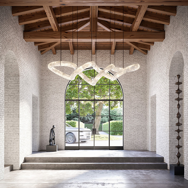 Merlin Scarlett Designer Alabaster Pendant Light, Modern Luxury Inspired Chandelier