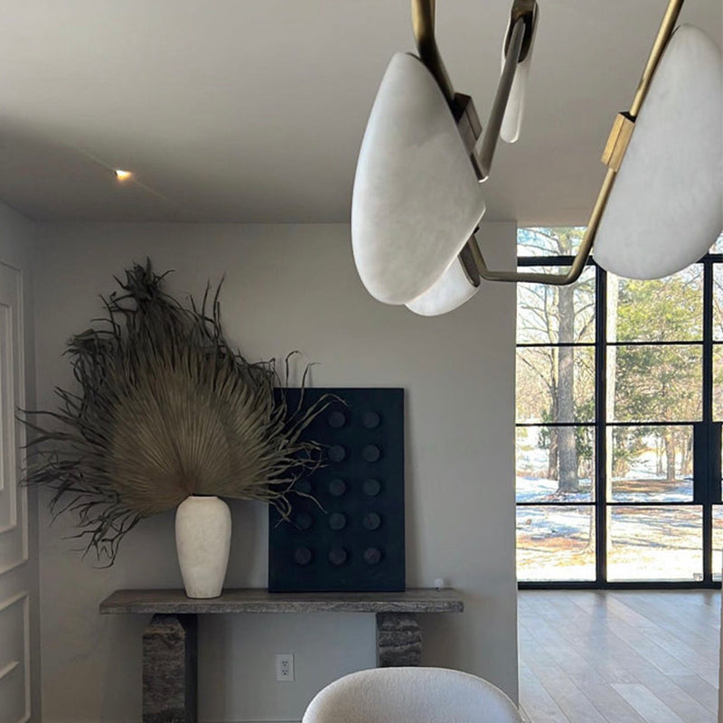 Merlin Selena Alabaster Chandelier, Luxury Modern Chandelier for Living Room