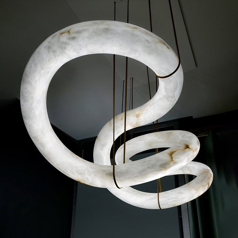 Merlin Scarlett Designer Alabaster Pendant Light, Modern Inspired Chandelier
