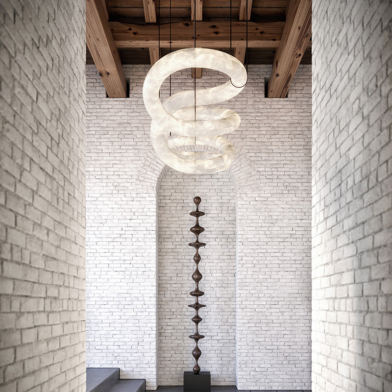 Merlin Scarlett Designer Alabaster Pendant Light, Modern Luxury Inspired Chandelier