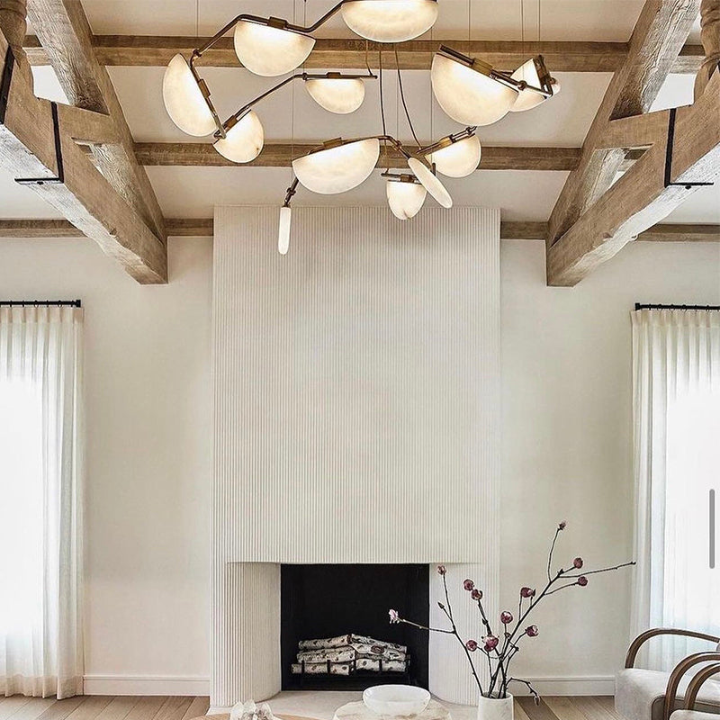 Merlin Selena Alabaster Chandelier, Luxury Modern Chandelier for Living Room