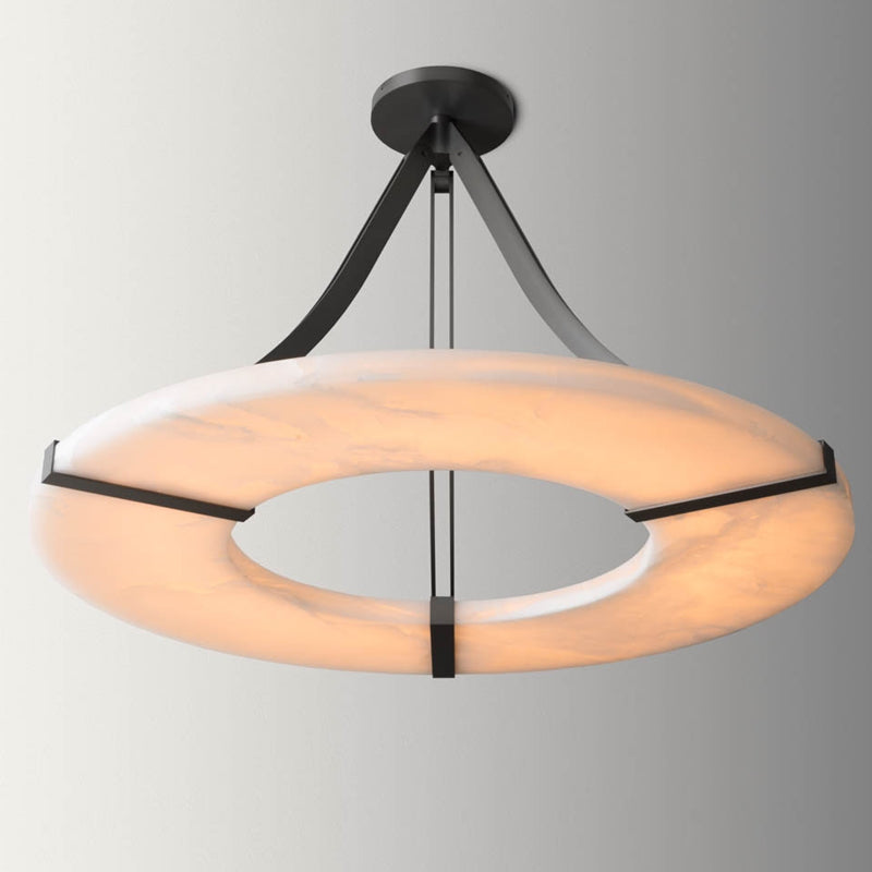 Merlin Madge Round Alabaster Plate Chandelier, Illumination Lamps