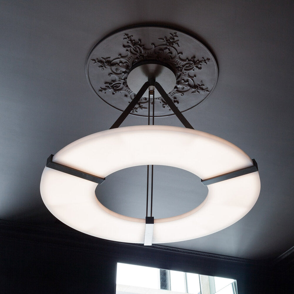 Merlin Madge Round Alabaster Plate Chandelier, Illumination Lamps