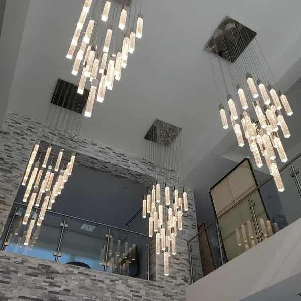 Modern Glacier Bubble Crystsal Sticks Chandelier in Gold/Chrome/Black Finish for Staircase/Foyer