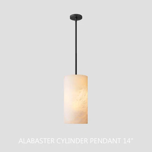 Hand-Carved Alabaster Cylinder Pendant