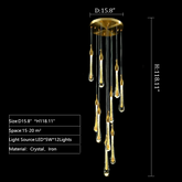 extra length oversized golden waterdrop shaped light fixture big staircase chandelier