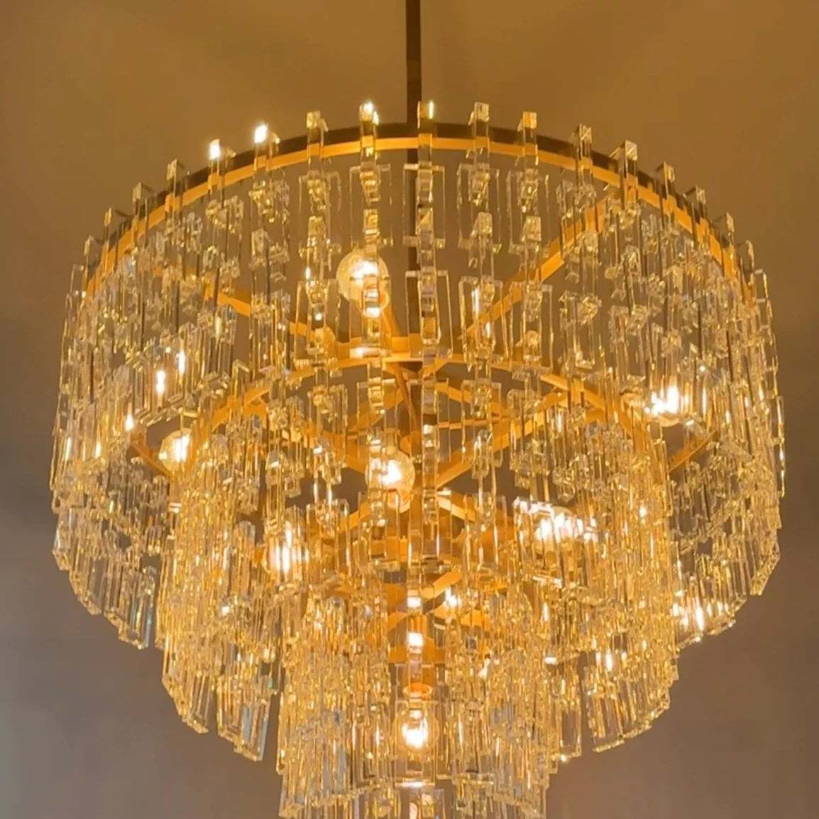 Melody K9 Crystal Tiered Round Chandelir for Living Room Bedroom, Kitchen Island