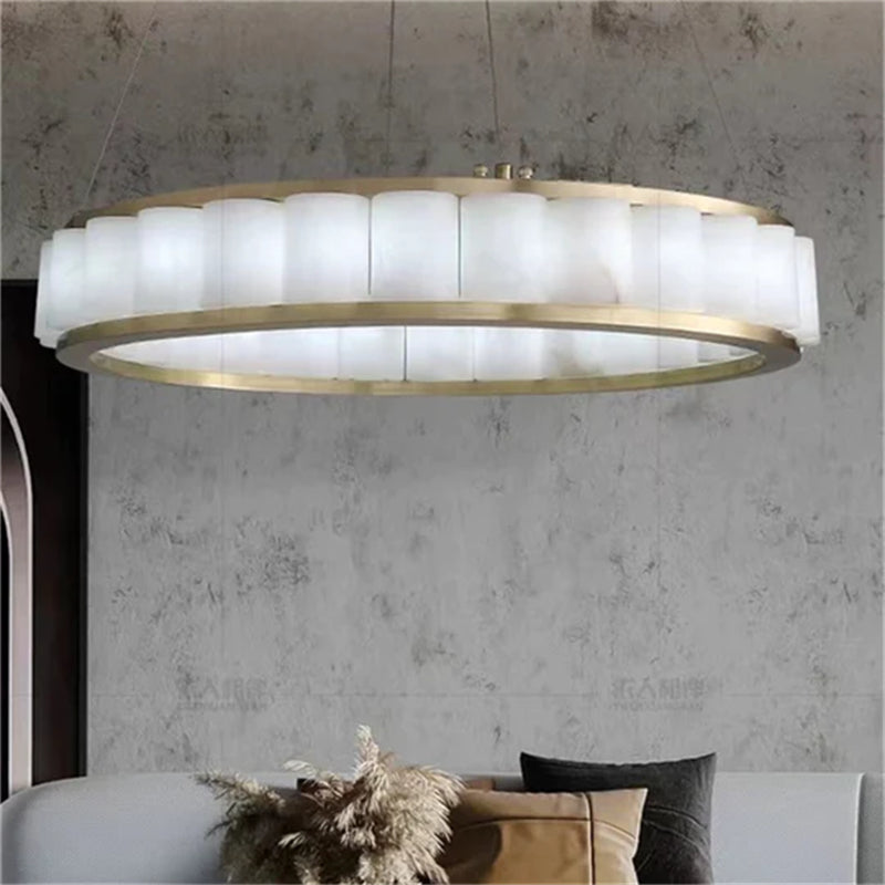 Merlin Gina Alabaster Circle Round Pendent Light, Galaxy Pendant Light