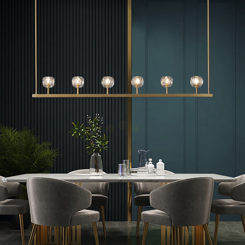 Kristal Ball Linear Crystal Chandelier, Dining Table Lamp, Kitchen Island Lamp