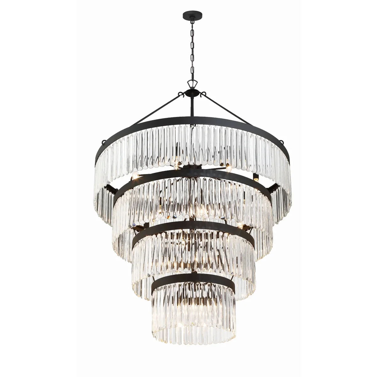 Emilie Crystal Waterfall Round 4-Tie Chandelier 22 Light 40"W