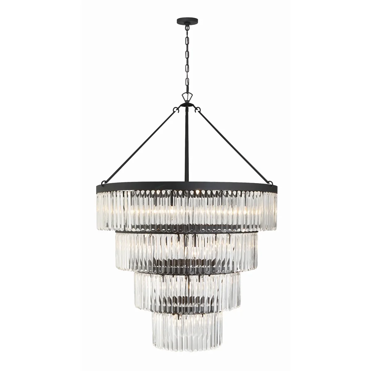 Emilie Crystal Waterfall Round 4-Tie Chandelier 22 Light 40"W