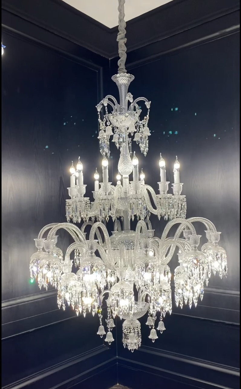 Luxury Royal Large White Multi-layers Candle Crystal Chandelier For Living Room/Hall Decoration