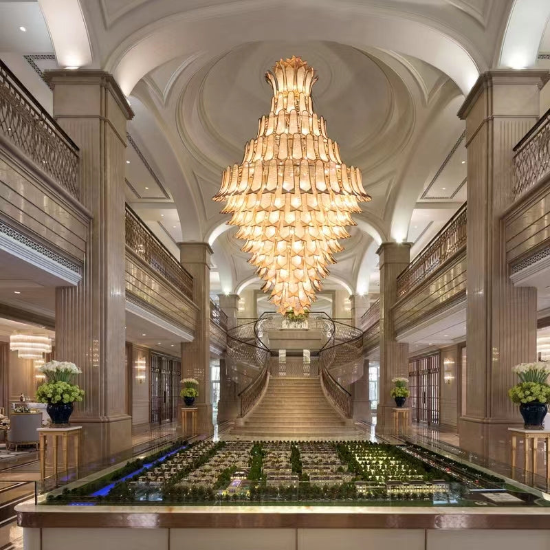 Extra Large Luxury Multi-tier Gold CrystalChandelier for Stairs/Large High-ceiling Room