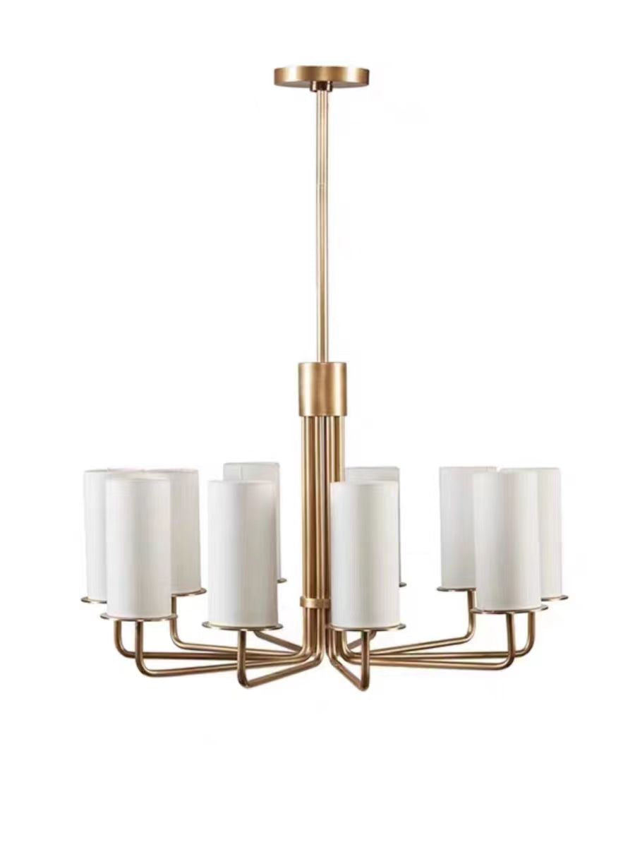 Modern Style Minimalism White Shades Chandelier/Wall Light in Brass