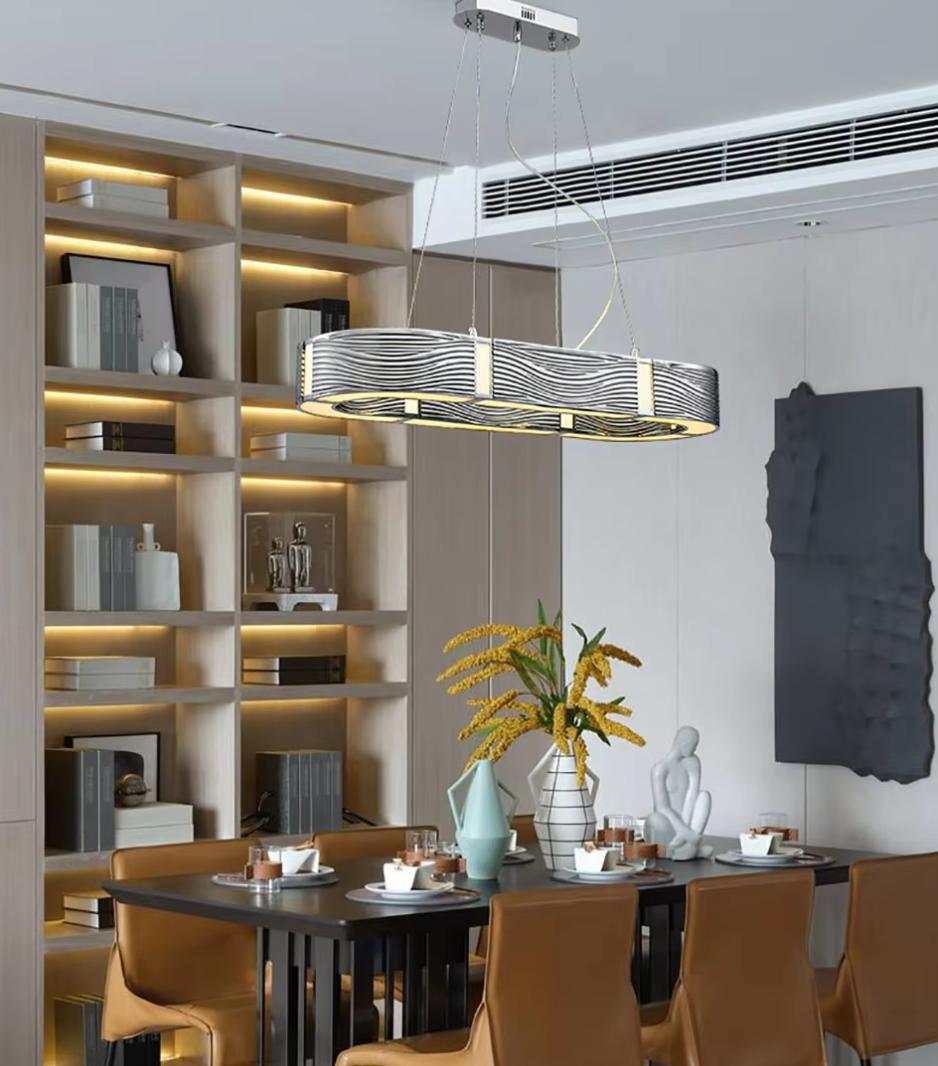 Nordic Light Luxury Chrome/Gold 0-shaped Chandelier for Living/Dining Room