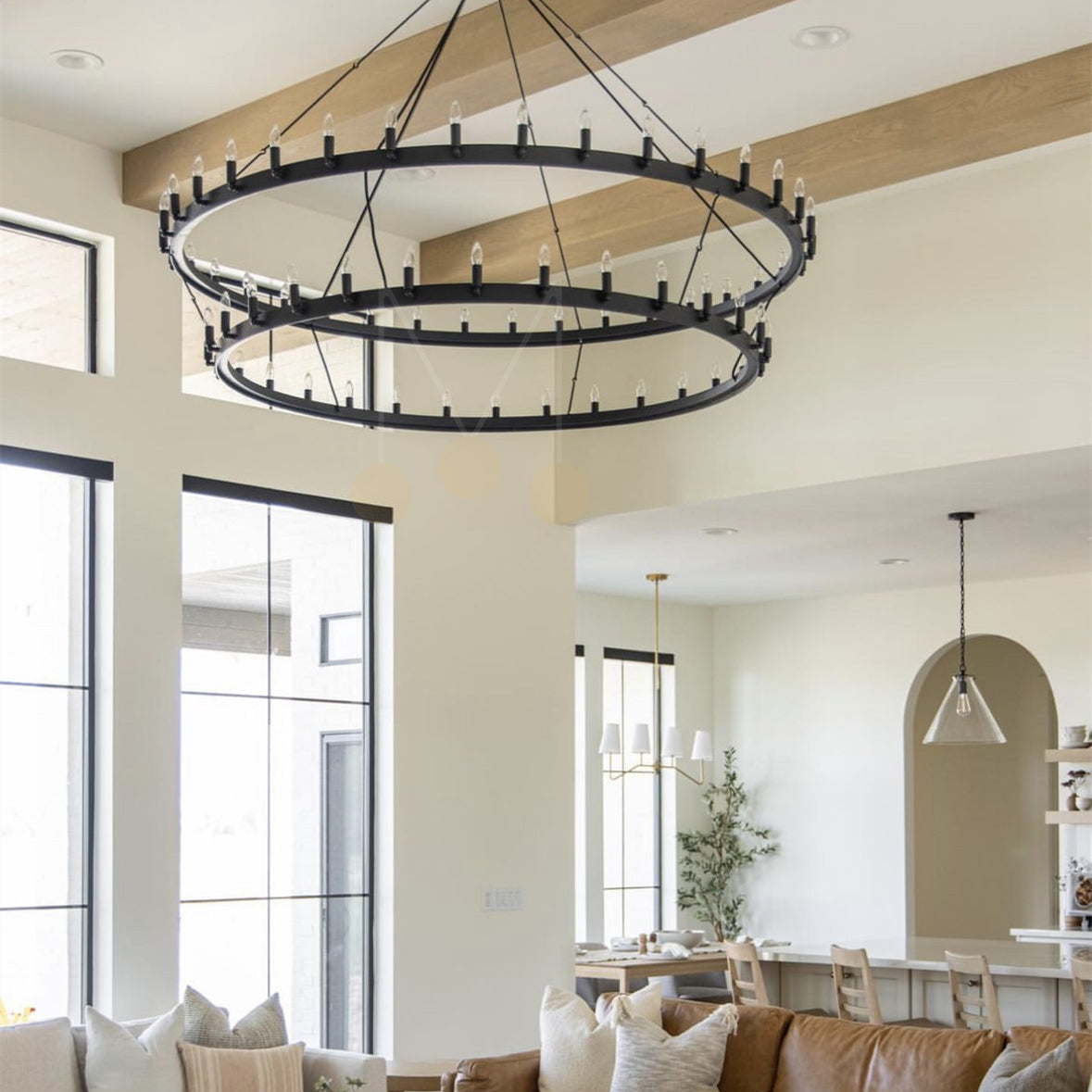 Dania Camina Vintage Candelabra Two-Tier Round Chandelier