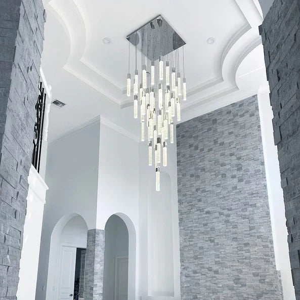 Modern Glacier Bubble Crystsal Sticks Chandelier in Gold/Chrome/Black Finish for Staircase/Foyer