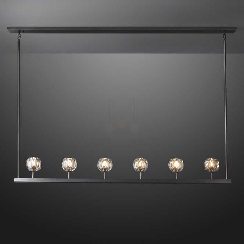 Kristal Ball Linear Crystal Chandelier, Dining Table Lamp, Kitchen Island Lamp