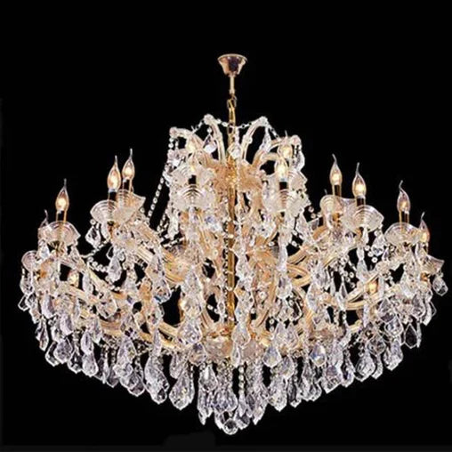 Luxury 25-Light Candle Crystal Chandelier in Gold/Chrome Finish