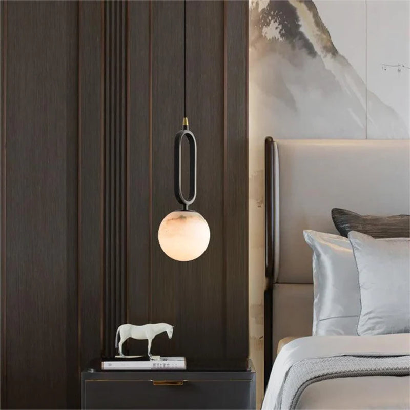 Merlin Phoenix Alabaster Sphere Pendant Light, Modern Pendant Lighting