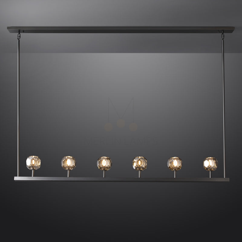 Kristal Ball Linear Crystal Chandelier, Dining Table Lamp, Kitchen Island Lamp