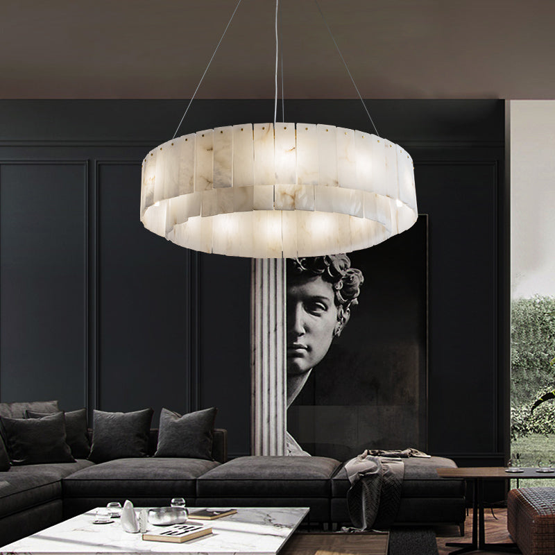 Aurelia Handcrafted White Round Chandelier, Living Room Chandelier