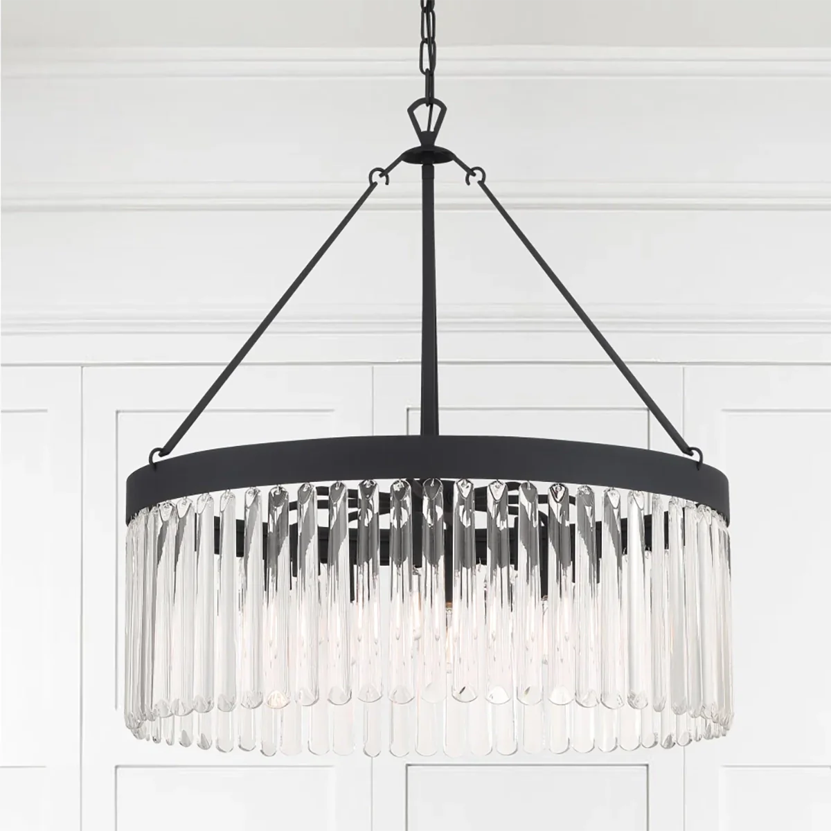 Emilie Crystal Waterfall Round Chandelier