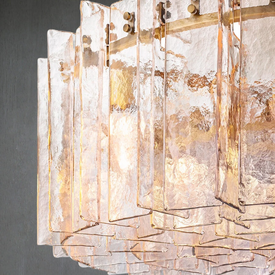 Lattic Clear Glass Round Chandelier 48″