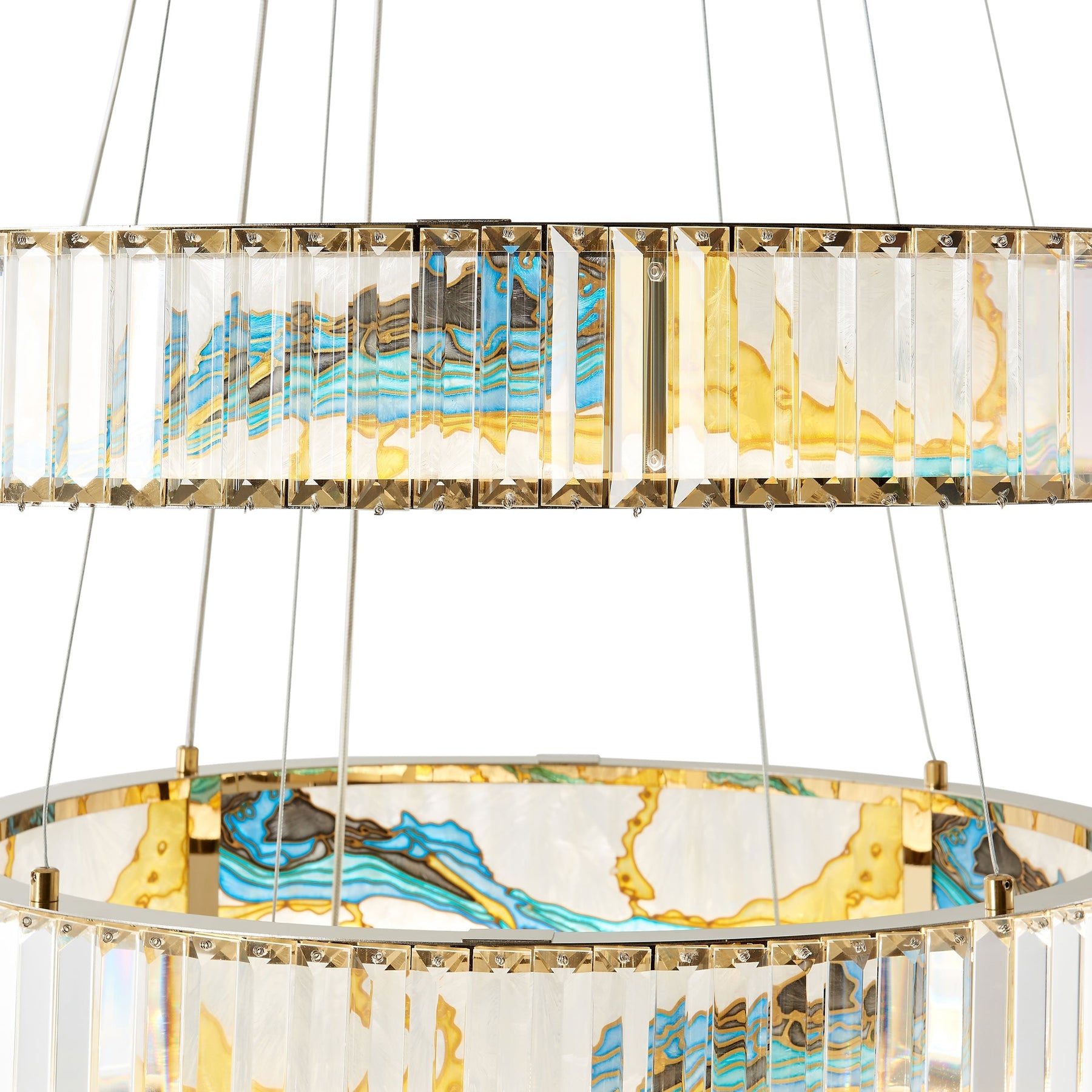Sharyn Colorful Three Tiers Round Crystal Chandelier