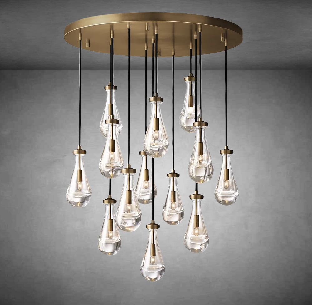 Raindrop Round Chandelier Modern Luxury Glass Chandelier For Living Room Dining Room