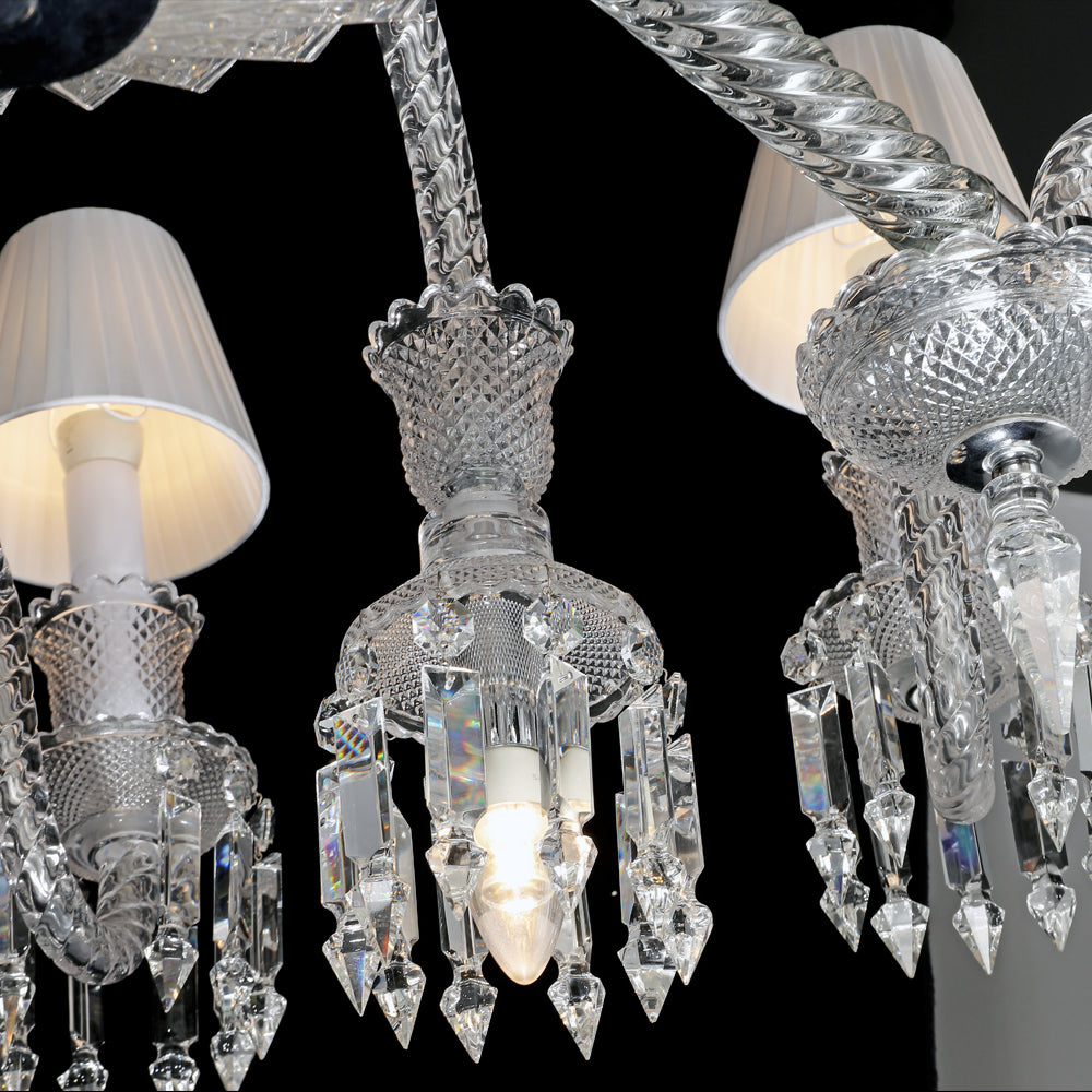 24 Lights Bacara Crystal Chandelier with Lampshades