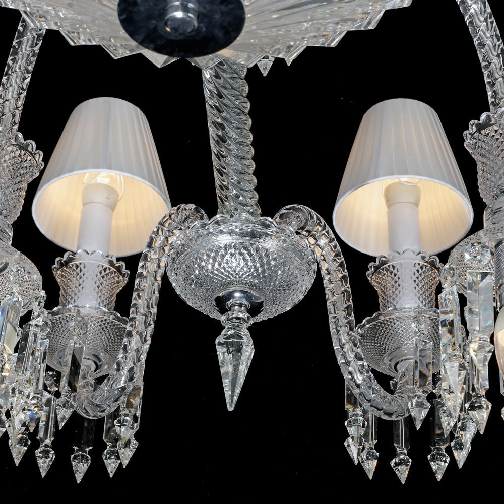 24 Lights Bacara Crystal Chandelier with Lampshades
