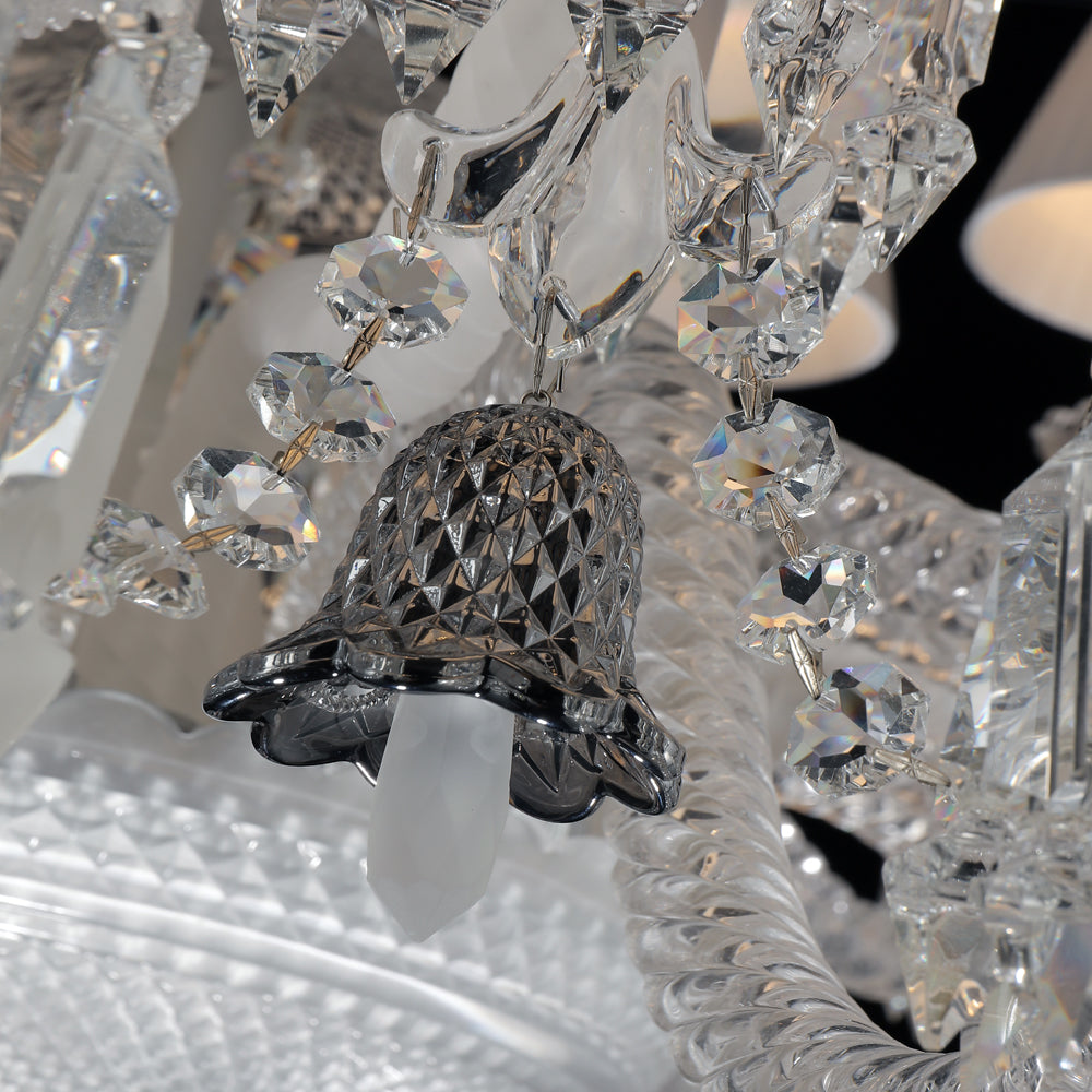 24 Lights Bacara Crystal Chandelier with Lampshades
