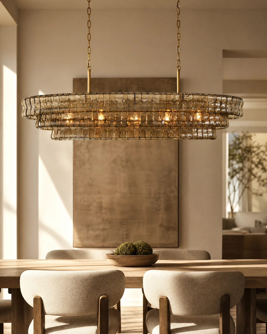 Ghiaccio Glass Oval Chandelier 54''65''