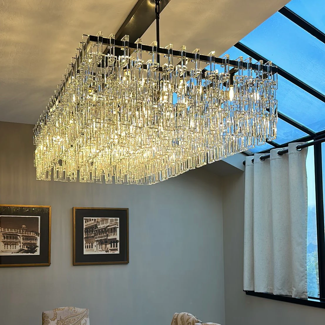 Melody K9 Crystal Rectangular Chandelir for Dining Room Kitchen Island