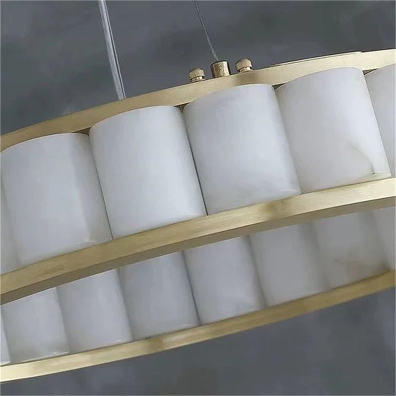Merlin Gina Alabaster Circle Round Pendent Light, Galaxy Pendant Light
