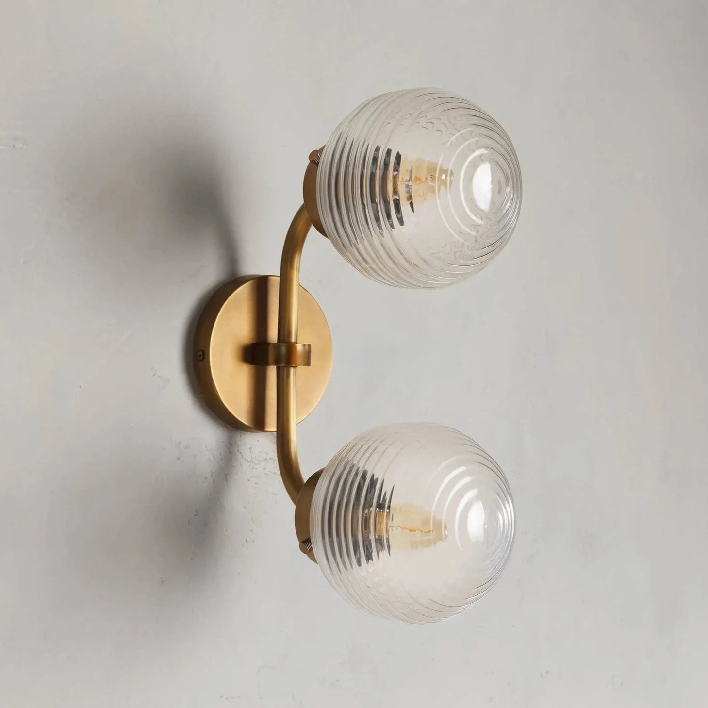 Sayre Linear Glass Globe Two Head Wall Sconce