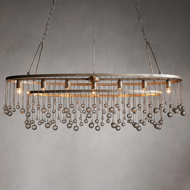 Aubrey Oval Crystal Ball 7 Light Chandelier