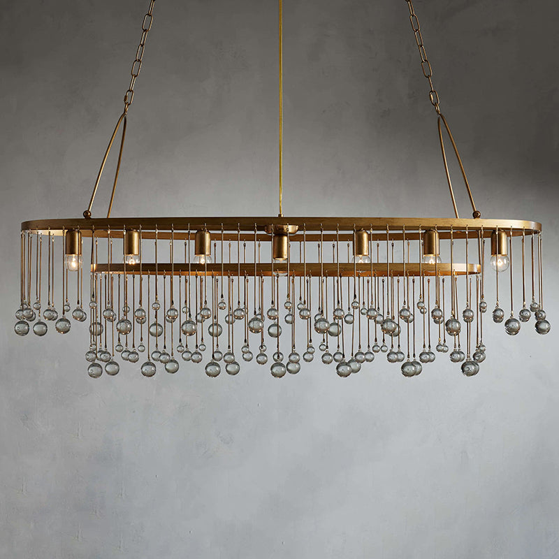 Aubrey Oval Crystal Ball 7 Light Chandelier