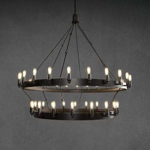 Dania Camina Vintage Candelabra Two-Tier Round Chandelier